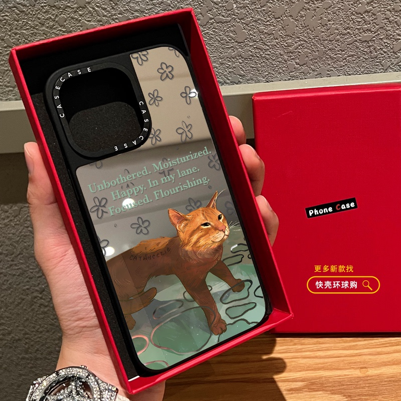 Co-Branded Quirky Little Orange Cat Phone Case for iPhone 17 Pro Max, 16 Pro, Apple 15, Magnetic Magsafe, Mirror Surface, 14 Plus, Retro Niche, 13, Artistic, Air, for Women, Fun