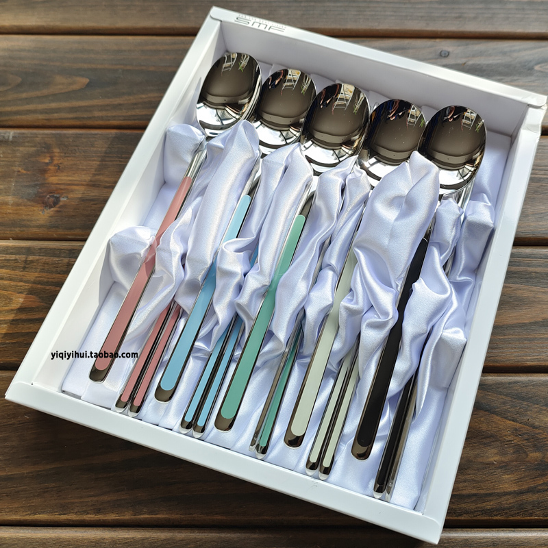 Korean Imported Soup Spoon Smf Stainless Steel Korean Chopsticks Spoon Set Tableware High-End Simple Gift Box