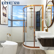 Yihe indoor bath room small apartment simple tempered glass custom shower room stainless steel arc fan type