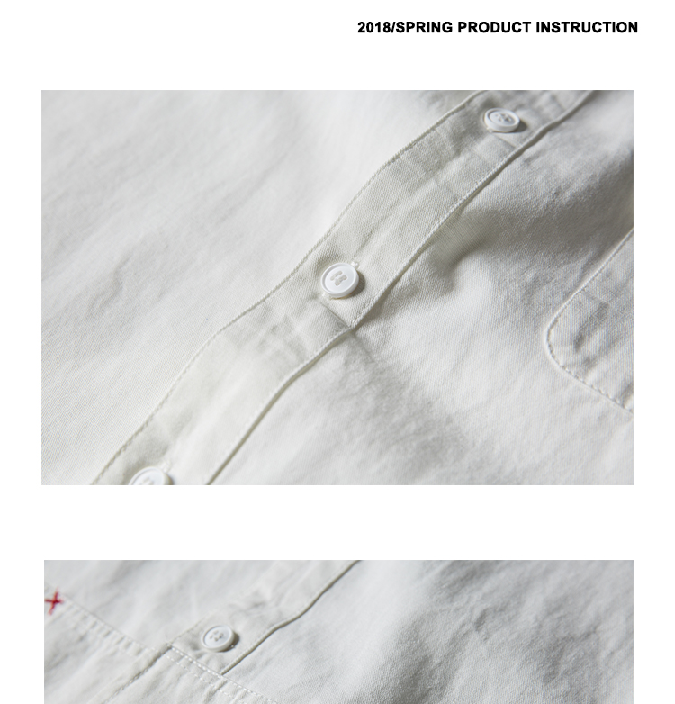 Navy craft phía trước và phía sau túi vá thắt nút áo sơ mi cotton công sở màu Hit Hit thắt nút - Áo áo sơ mi sọc nam
