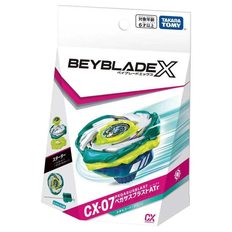 Юла Takara Tomy Beyblade CX-07 Pegasus Blast — стартёр, зелёная, с запускателем