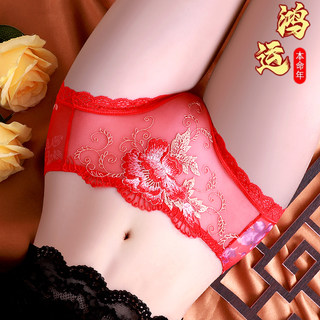 Women's Sexy High-End 2026 New Lace Alluring Red Large Size New Chinese Style Mid-Waist Shorts for the Year of Birth