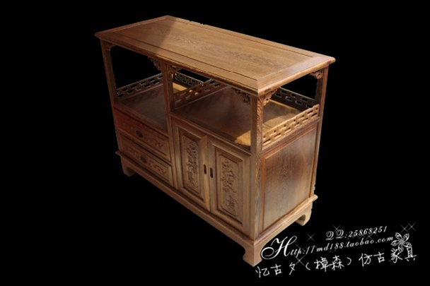Tủ trà Sideboard Tủ rượu Bữa ăn Tủ cánh gà Ming và Qing Cổ điển Nội thất gỗ gụ tủ 3 buồng