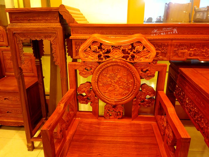 Bộ bàn ghế gỗ hồng mộc Zhongtang bộ sáu mảnh Vỏ gỗ nguyên khối cho bàn tám tầng bàn ghế Taishi kết hợp ngồi xổm - Bàn / Bàn bàn gỗ ép