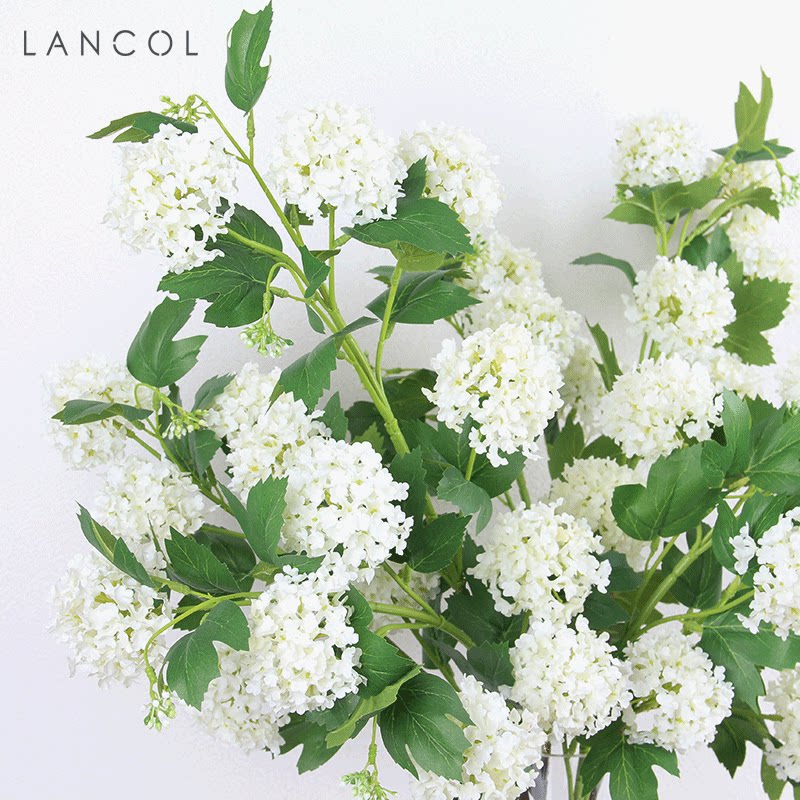 Lancol Eurostyle white wood embroidered ball flower arrangement with emulated floral living room window decoration to put a silk flower fake flower