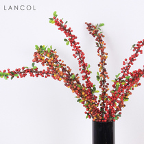 Lancol Chinese emulated flower long branches red berries with red berries in winter green hair and fruit livingroom to put floral ground fake flowers