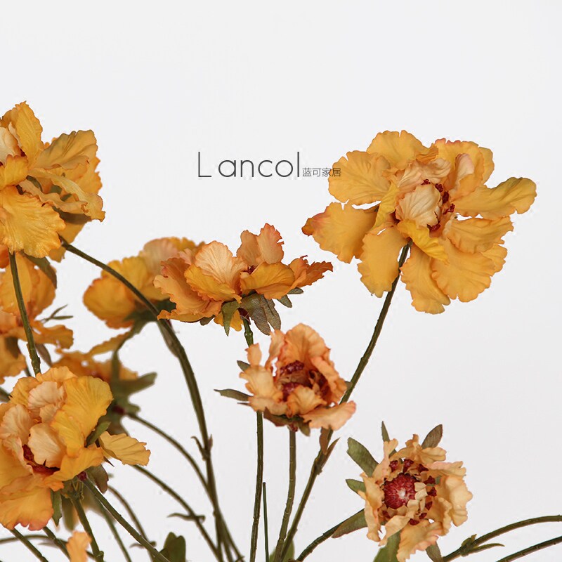 Lancol blue can European simulation flower fake flower Retro autumn yellow wheel Fengju home model room decoration flower