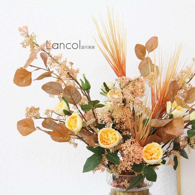 Lancol Nordic Light Lavish Emulation Flower Champagne Cherry Blossom Fruit Rose Bouquet Living-room TV Cabinet Decorated With Flowers Fake Flowers