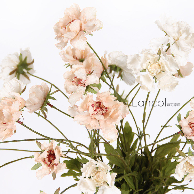 Lancol Blue Emulation Flower Fake Flower Small Fresh Chrysanthemum Retro Bean Sand Powder White Living Room Decoration Flower Pendulum Pieces