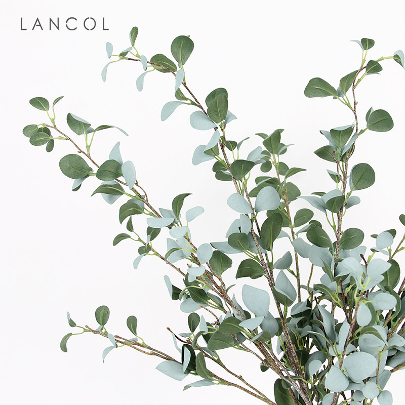 Lancol simulation flower Nordic green plant white gray wood dan leaf living room table decoration decoration fake flower silk flower