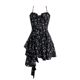 MsXIDU romance captures dark pure wish niche irregular floral suspender skirt dress ສາວຮ້ອນພາກຮຽນ spring ແລະ summer