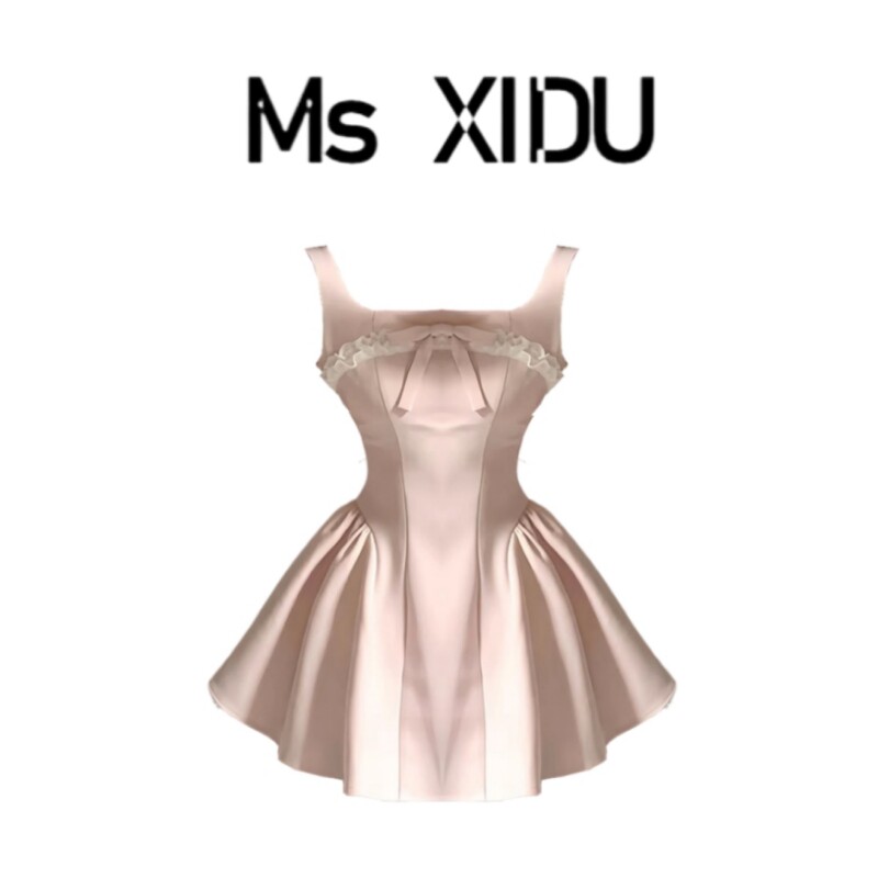 Ms. XIDU In Stock Ballet Girl Light Pink Sweet Princess Dress Summer Slim Waist Puff Skirt Birthday Dress
