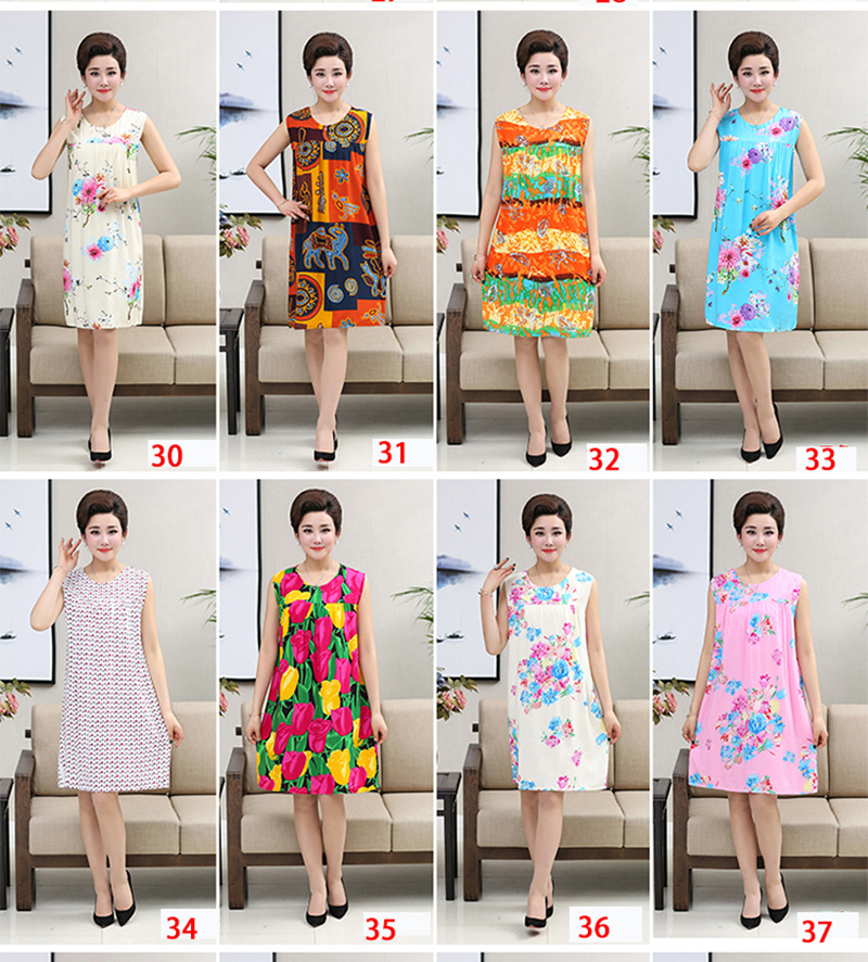 Ái lực với bông lụa bông lụa phụ nữ nightdress phụ nữ mùa hè bông dễ thương váy không tay váy nhiều màu wx2