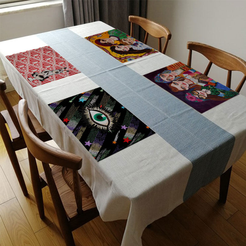 Eurostyle Animal Cotton Hemp Dining Mat Cup Cushion Tea Cup Mat Cloth Art Cotton Linen Heat Insulation Tobacco Trays Mat Tea Mat Bowl Mat Meal Cloth Cushion