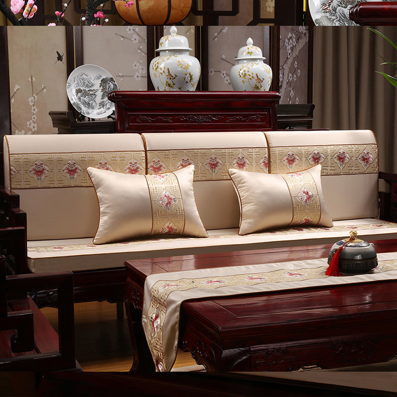 Mahogany solid wood furniture sofa cushion classical new Chinese dragon embroidery seat cushion ferrule chair cushion Luohan mattress custom