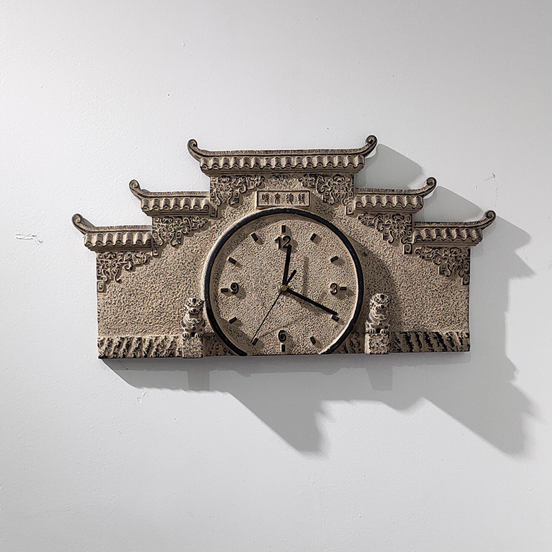 Renaissance Chinese wall watch creative emblem wall clock living room dining room Chinese wind decoration silent clock art