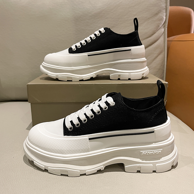 Naza McQueen canvas shoes women's 2022 new spring heightened thick-soled platform shoes dad shoes McQueen small white shoes tide