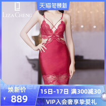 Liza Cheng fragrant love series hollow strap backless nightgown lace sexy suspender skirt LL1971