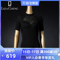 Liza Cheng silk base shirt lace turtleneck short sleeve skinny slim autumn top LD0026