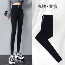 Black leggings womens outer wear spring and autumn and summer 2021 burst new high-waist nine-point magic thin small pants