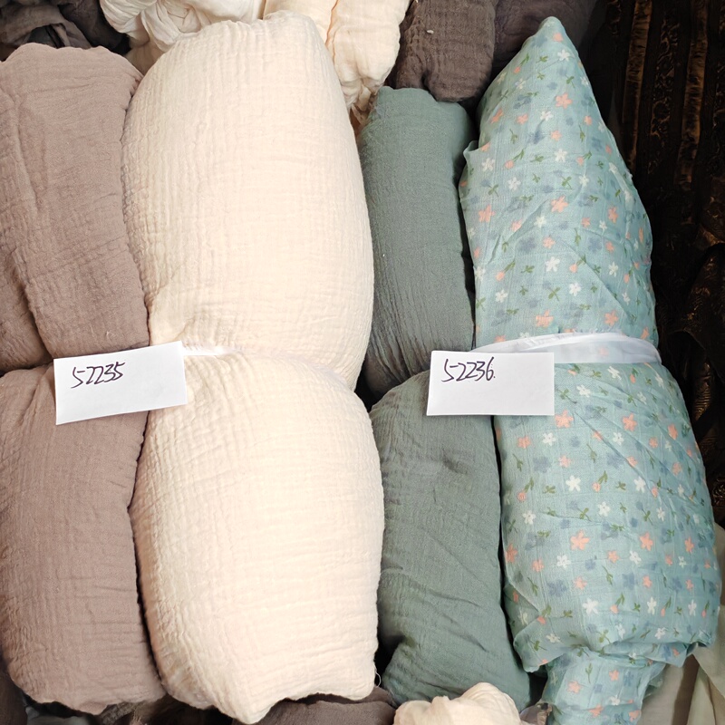 522 Special Offer: Pure Cotton Double-Layer Washed Crinkled Gauze Fabric Remnants for Handmade DIY 2.5kg Piece (No Returns or Exchanges)