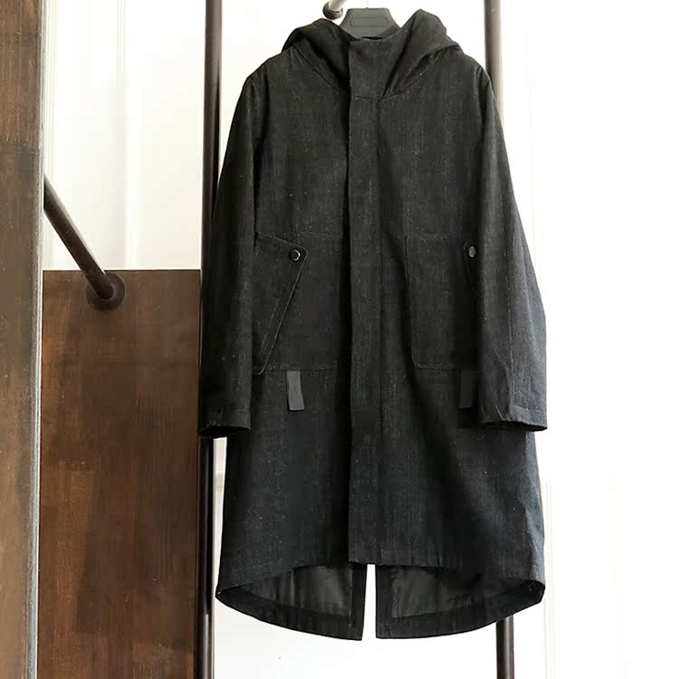 Những mẫu áo khoác denim nam đẹp trai mùa thu 2018 mới có thể được giảm béo ở eo trùm đầu áo gió dài nam NF81089 áo gió dáng dài