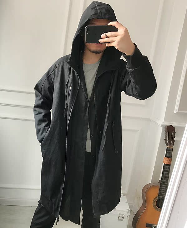 Áo khoác denim nam đẹp trai cộng với cotton ~ 2018 thu đông 2018 áo khoác dài mới trùm đầu giản dị quần áo thể thao nam