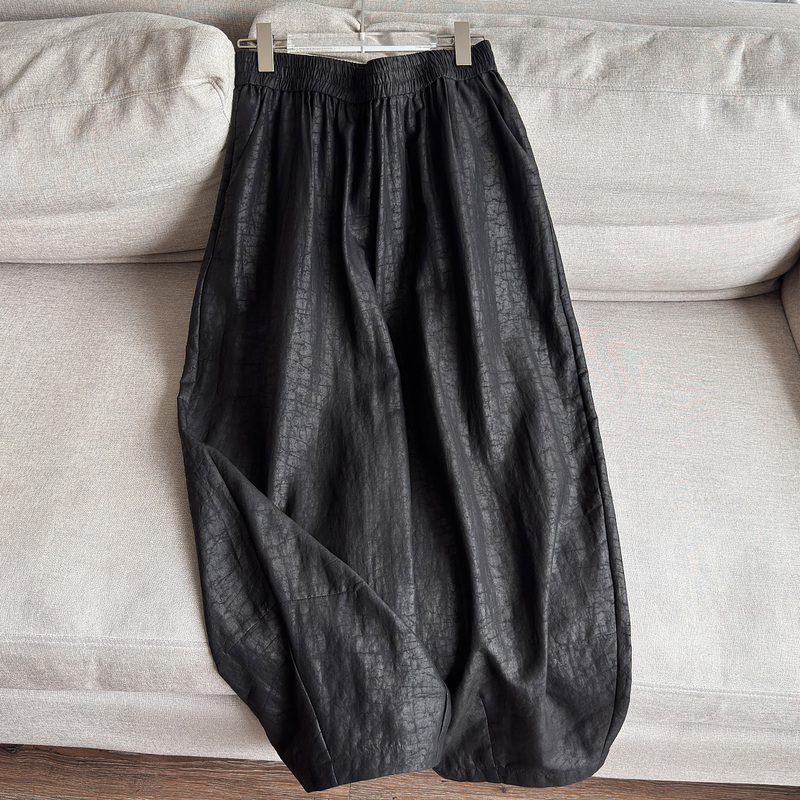 High-End 100% Mulberry Silk Crackle-Patterned Xiangyun Silk Granny Pants Balloon Pants Cropped Pants H08Bk255017