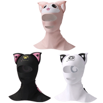Cartoon diving face kini snorkeling hood for men and women to keep warm and prevent cold full face and neck protection sun protection and UV protection swimming cap