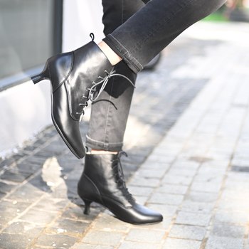 First layer cowhide british style wine glass heel martin boots