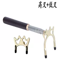 Деревянная ручка, золотая низкая вилка + высокая вилка-J62