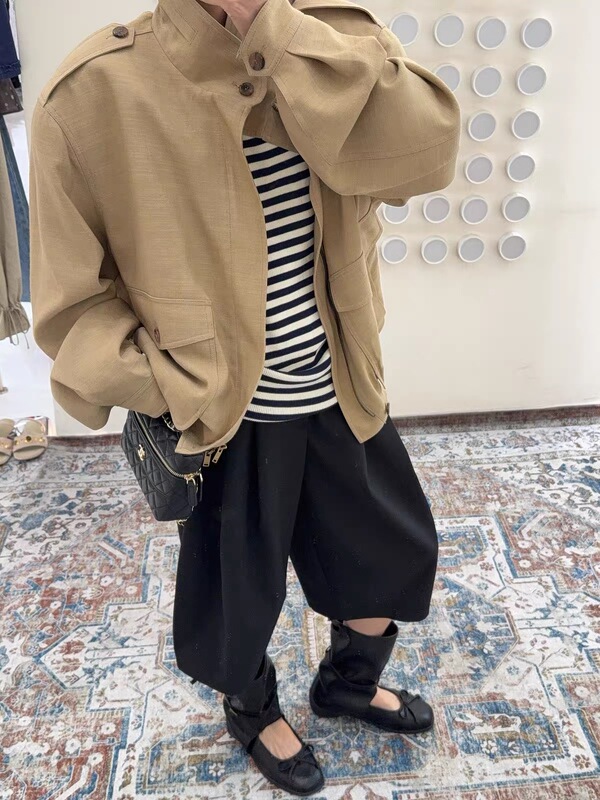 F Early Autumn Jacket ~ Rect* Designer Hunting 2026 Jacket Autumn New Casual Loose Stand Collar Short Coat F Early Autumn Jacket ~ Rect* Designer Hunting 2026 Jacket Autumn New Casual Loose Stand Collar Short Coat