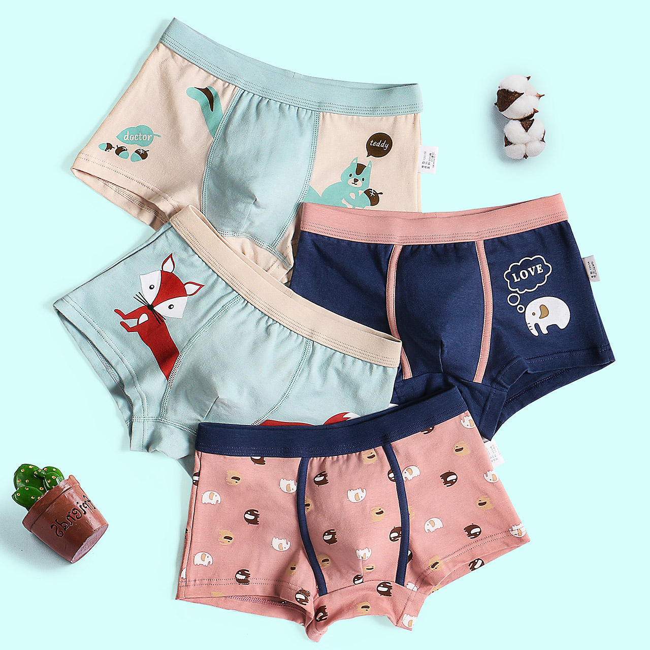 Купить трусы Дети хлопок нижнее белье для мальчиков боксера трусы ...