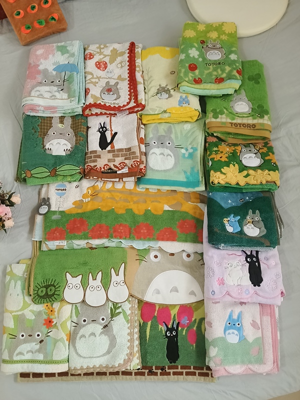 Free Shipping Japanese Embroidered Pure Cotton Absorbent Bath Towel, All-Cotton Antibacterial Household Bath Towel, Cartoon Towel, Hand Towel