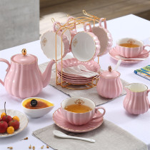Le Yinghong coffee cup and saucer set European-style British afternoon tea set Ceramic simple black tea cup holder set