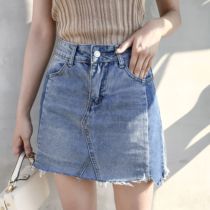 (Special) High waist irregular size denim skirt women a short skirt summer dress color color fat