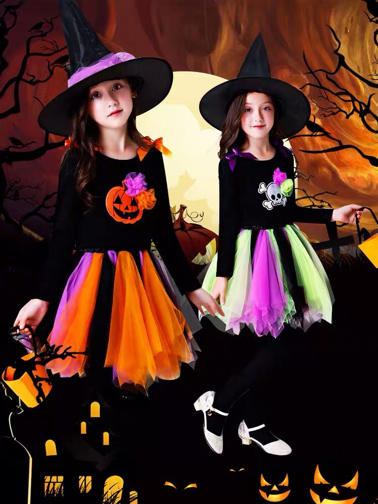 Halloween children's costume female girl princess dress witch witch cosplay masquerade party costume