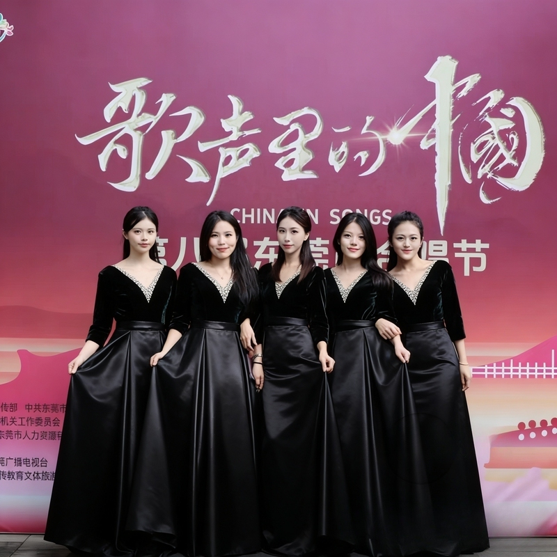 Black Evening Dress Banquet 2026 New Long Style Host Choir Dress Long Gown Female Student Graduation