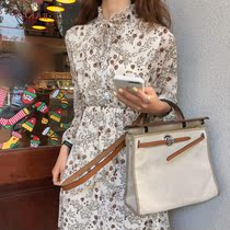 2020 spring style plus fat womens chiffon floral long skirt fat sister waist and thin bottoming shirt dress 200 catties