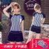 Áo tắm nữ bảo thủ chia áo tắm nữ nhỏ ngực váy phong cách boxer ngắn tay áo mỏng sinh viên bong bóng nóng mùa xuân tắm phù hợp - Bộ đồ bơi hai mảnh đồ bơi 2 mảnh đẹp Bộ đồ bơi hai mảnh