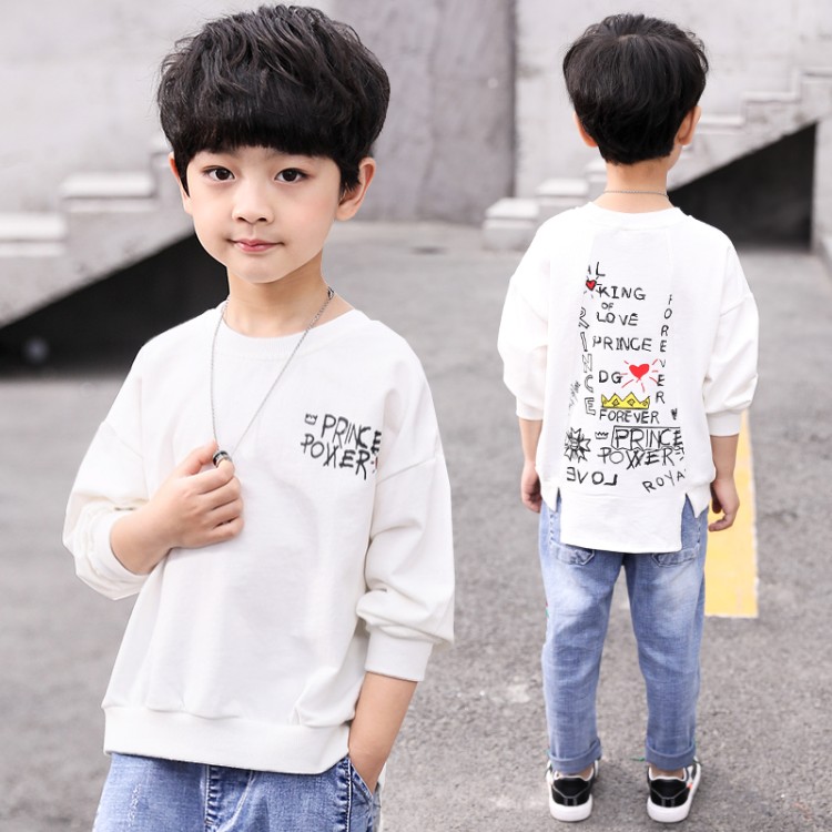 Trẻ em 5 chàng trai mặc áo dài tay áo thun 6 mùa thu 2020 net mới màu đỏ 7 T-shirt top 4 triều khí nước ngoài 8 tuổi.