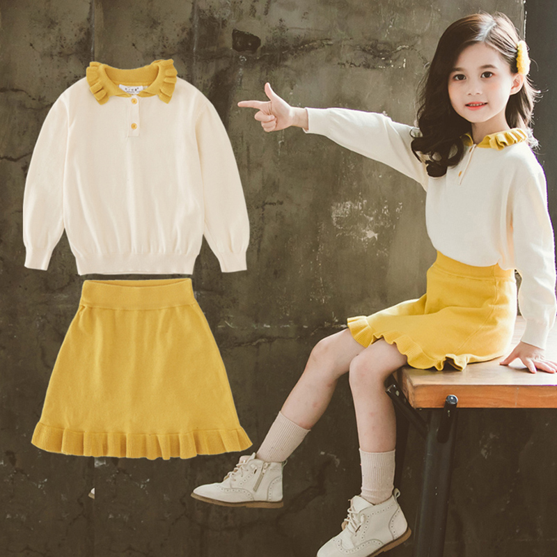 3 Children 4 Girls dress 5 spring and autumn 2021 new style 6 princess dress Korean version of the little girl sweater 7 foreign school 8-year-old