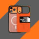 Trendy Fashionable The North Face Magsafe Acrylic iPhone Case (Orange Textured)  Pro/Plus/Max/Air  – iPhone 17,  iPhone 16, iPhone 15, iPhone 14, iPhone 13