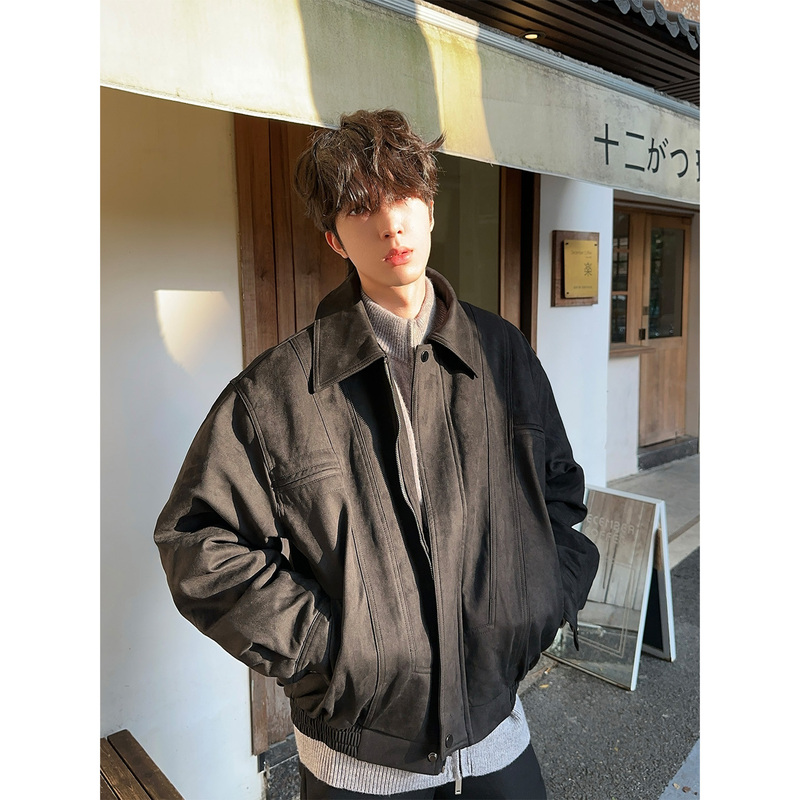 Dig1 Club Retro Vintage Style High-End Deerskin Velvet Jacket for Men, Winter Loose Fit Versatile Warm Coat Trendy Dig1 Club Retro Vintage Style High-End Deerskin Velvet Jacket for Men, Winter Loose Fit Versatile Warm Coat Trendy