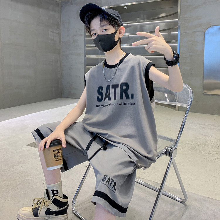 Korean Boys' Sleeveless Suit Summer 2026 New Big Kids Quick-Drying Basketball Uniform Boys' Sportswear Jersey Lightweight