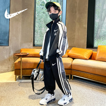 Niketon Boys Suit Spring and Autumn 2024 New Medium and Large Childrens Sweatshirt Sports Boys Velvet Clothes Trendy Brand