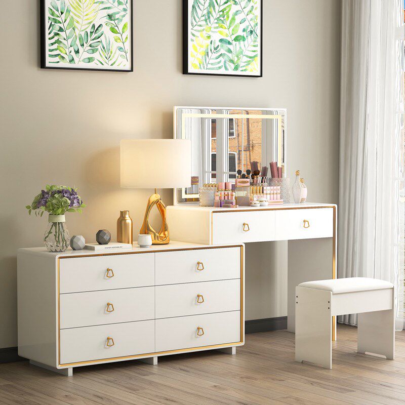 Dressing table Bedroom small apartment Modern simple princess net Red simple dressing table with lamp storage integrated makeup table