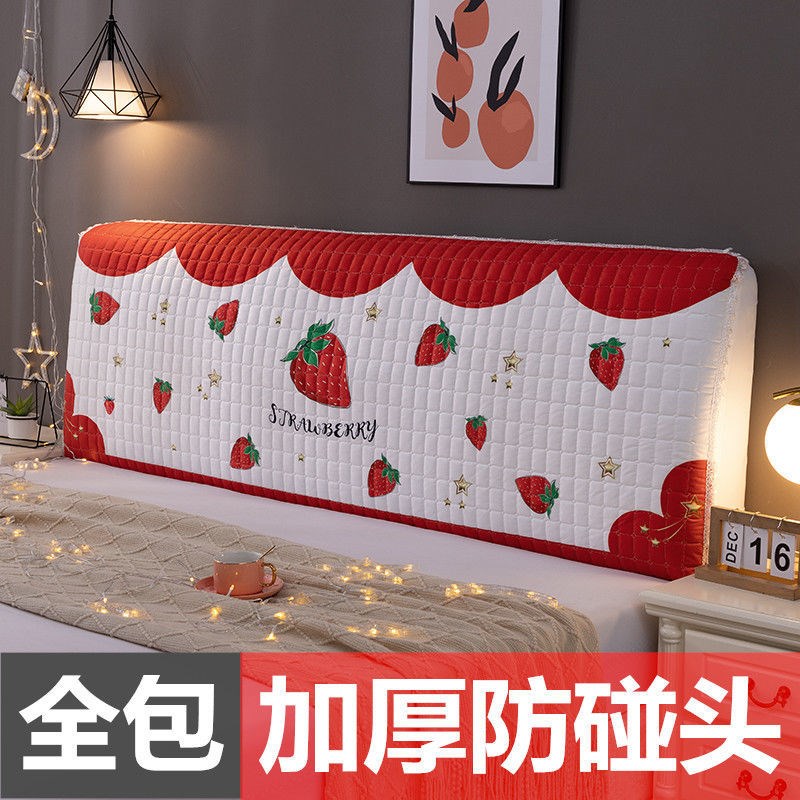 Thick quilted bedside cover bedside cover solid wood soft bag European style bedside dust cover fabric all-inclusive protective cover