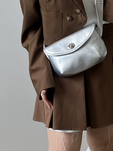 鹿子 Небольшая дизайнерская серебряная нагрудная сумка, ремешок для сумки, небольшая сумка