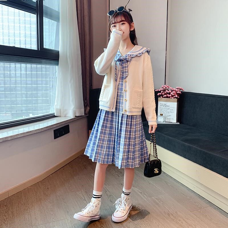 Girls' dresses and autumn clothes 2022 new children's suits Western style big children's long-sleeved girls' early autumn suits princess skirts